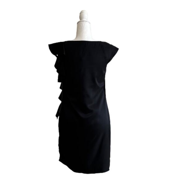 A.B.S. Allen Schwartz Dress Black Side Ruffle Side Zip Sleeveless LBD Size 2 NEW - Picture 6 of 12